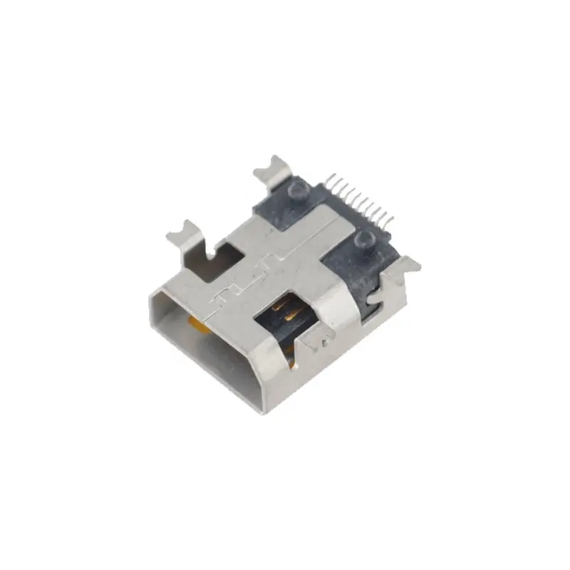 MINI USB female socket Connector 10P horizontal SMT spearfoot with positioning post attached Myra Medical power device