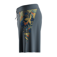 Shorts de plage d'été pour hommes avec fermeture éclair latérale, poches, séchage rapide, cordon de serrage à la taille, maille abstraite colorée bleu acier