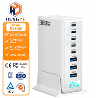 GaN 8 Port 380W 5C + 3A PD 100Watt Multi-Device Desktop Phone Dock Station Charger Multiport Chargers avec haute puissance de sortie