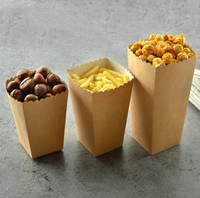 Boîtes en papier personnalisées pour popcorn, poulet frit, frites, chips et hamburgers, avec lamination mate, gaufrage et auto-érection