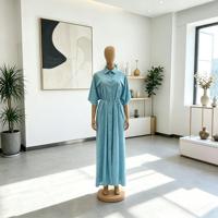 Robe midi élégante vintage unie à manches courtes pour le bureau, imprimé numérique, lavable, en spandex, vente en gros, collection automne