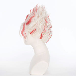 Pelucas de Cosplay Ainizi al por Mayor de 32 cm, Cortas, Blancas con Rojo Mezclado, Estilo Okarun de Dan Da Dan para <span class=keywords><strong>Hombre</strong></span> - Product Image 3