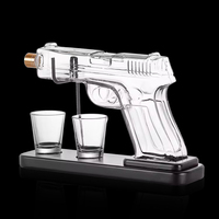 Carafe à whisky en forme de pistolet mitrailleur et 4 verres à whisky avec ensemble de pierres à whisky