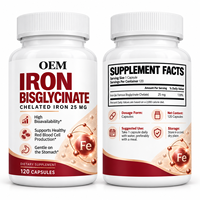 Capsules de bisglycinate de fer personnalisées, formule douce de soutien quotidien, conception d'emballage, OEM, ODM, vente en gros, fabricant de marques privées