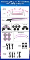 Kit d'éclairage d'ambiance intérieur LED 64 couleurs pour Mercedes Benz Classe C W205/GLC W253 2015-2021 - Accessoires