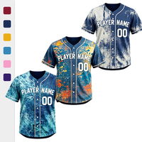 Kain Antibakteri Ramah Lingkungan Berpori untuk Acara Olahraga Kontraktor, Jersey Baseball Jahitan Khusus dengan Teknik Sand Wash Tie Dye