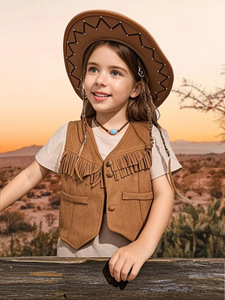 Gilet e Cappello in Stile Etnico per Bambine (2 Pezzi: 1 Gilet + 1 Cappello) Traspirante, Retrò Vintage, <span class=keywords><strong>Giacca</strong></span> Senza Maniche per Bambini, Vendita all'Ingrosso - Product Image 2