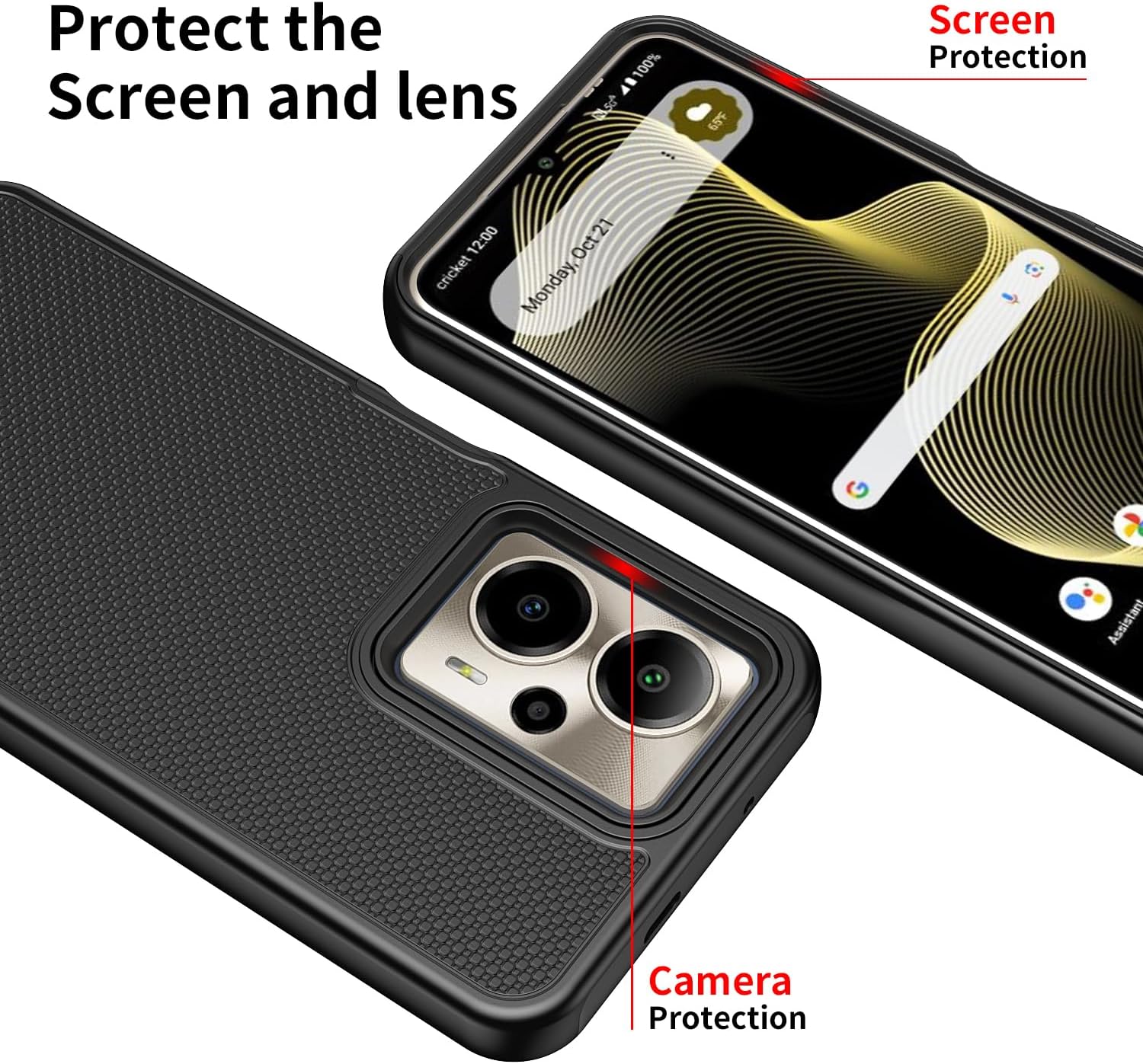 Cricket Outlast 5G 2024/AT&T Motivate Pro 5G Black Dual Layer Heavy Duty  Shockproof Screen Protector Case| Alibaba.com