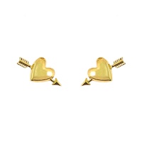 Boucles d'oreilles clous unisexes JIACHEN personnalisées en laiton plaqué or 18 carats, motif flèche de Cupidon et cœur, délicates et mignonnes