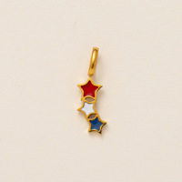 YIMEILI & Acier inoxydable PVD plaqué or 18 carats, pendentif émail diamant, breloque DIY pour collier, motifs fleur arc-en-ciel, animal, soleil