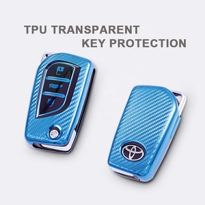 Housse de clé de voiture en TPU fibre de carbone pour Toyota Auris Corolla Yaris Prius <span class=keywords><strong>Aygo</strong></span> Camry RAV4 HILUX REVO, étui de clé de voiture d'usine - Product Image 2