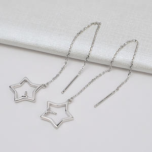 S925 <b>Silver</b> DIY Accessories 4.5-5.5 Pearl Semi-Finished Product Five-Pointed Star <b>Long</b> Tassel <b>Earrings</b> with Hollow Holder - Product Image 3