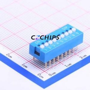 DS-09BP DIP Switch Through hole Component (THT) Switch Flat Toggle, Raised Type Single Pole Single Throw 9-Bit 2.54mm - Product Image 1