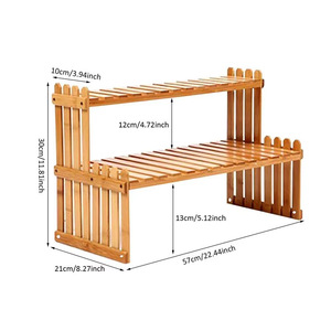Bamboo Plant <b>Shelf</b> 2 Tier Desktop Organizer <b>Rustic</b> Ladder Indoor Multi Plant Stand Standing Type Rectangle Eco Friendly - Product Image 5