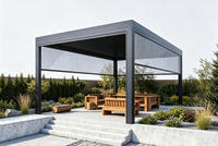 Pergola Aluminium Flip Louver, Desain Sambungan Multi-kolom Kustom, Ruang Berjemur Ekologis Tahan Angin untuk Kolam Renang
