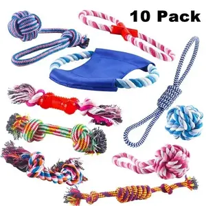 Diversão 10 pacote Pet Squeaky Rope Toy Gift Interativo Tug Dog Chew Brinquedos Set Para Dog Play