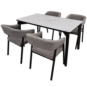 Suofeiya hiện đại Ý sang trọng bàn ăn ghế đặt 4 chỗ ngồi với đá cẩm thạch đầu và kim loại chân - Product Image 1