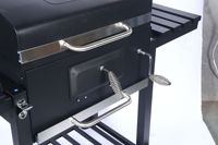 Barbecue au charbon de bois pliable en acier de grande taille, installation facile, avec thermomètre réglable et chariot pour utilisation en extérieur