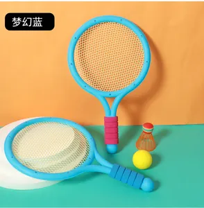 Düşük fiyatlar plaj komik çocuk açık spor oyuncakları plastik tenis raketi mini çift Badminton raketi Set