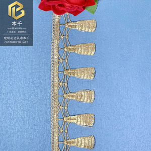 5.5cm Gold Tassel Lace Trim Embroidery Fringe Lace for Abaya Robe, <strong>Barbie</strong> Doll <strong>Clothes</strong> &amp; <strong>Kids</strong> Dress Hem Accessories - Product Image 3