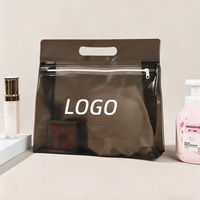 Op maat gemaakte transparante, mat PVC rits-opbergzak met handvat, waterdichte reistas voor ondergoed, strand, cosmetica en winkelen.