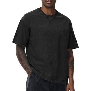 Vintage lavé unisexe coton décontracté hauts hipster en détresse surdimensionné à manches courtes t-shirts pour hommes 250gsm tissu imprimé T-Shirts - Product Image 1