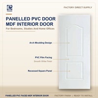 Porte intérieure en MDF plaqué PVC étanche à panneaux pour chambre, bureau, maison, appartement, hôtel, rénovation de hall, vente en gros