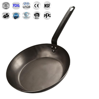 Poêle à frire commerciale pré-assaisonnée en acier au carbone noir, compatible four/plaque de cuisson/grill, pour restaurant, hôtel et usage domestique