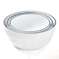 Ensemble d'assiettes en céramique à bord bleu, nouveau Design, vaisselle