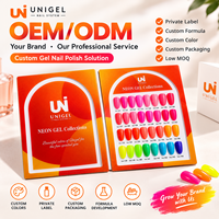 Vente en gros de vernis gel Unigel, collection NEON, pour la décoration des ongles de Noël, salon de manucure, gel UV, longue tenue, haute pigmentation, OEM ODM