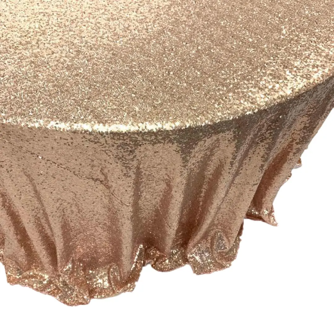 Rose Gold Sparkle Glitter Round Table Cover Sequin Tablecloth Overlay For Wedding Banquet Party