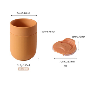 Taza de viaje de cerámica hecha a medida con tapa, resistente al calor, para uso en exteriores, juego de regalo de 350 ml - Product Image 5