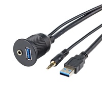 Port USB AUX encastré pour console de voiture Prises USB Audio de voiture USB3.0 Câbles d'extension mâle à femelle 3.5mm