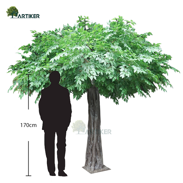 Decorative Outdoor Artificial Shade Trees Real Trunk Artificial Round Shape Tree
