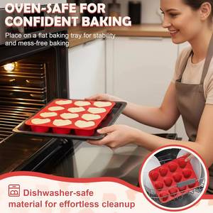 MUYULINS Factory 12-Cavity Heart-Shaped LFGB Platinum Non-Stick Easy Release BPA-Free <b>Silicone</b> Mousse Cake Mold - Product Image 6
