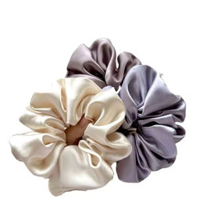 Elegant Zwart Haar Scrunchies Effen Kleur Imitatie Zijde Satijn Groothandel Polyester Scrunchies Voor Meisjes - Product Image 4