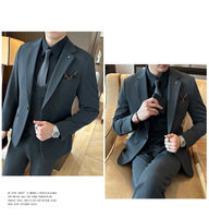Jas Breathable satu kancing pria, Blazer celana bisnis pesta pernikahan 3 potong