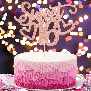 ท็อปเปอร์เค้กวันเกิดสีดำกลิตเตอร์ระดับ 5 แบบปลดล็อค 1 ชิ้น - ฉลองวันเกิดครบรอบ 5 ปีแสนหวาน - ดีไซน์กระดาษทำมือสุดน่ารัก - Product Image 2