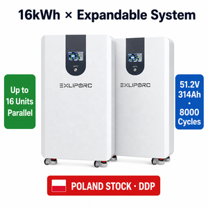 Batterie LiFePO4 évolutive de 16 kWh à 48 kWh, 51,2 V 314 Ah, multi-unités, entrepôt Pologne, stockage d'énergie solaire domestique - Product Image 1