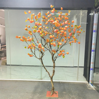 Arbre artificiel réaliste de type kaki, arbre porte-bonheur, pour intérieur et extérieur, décoration de vitrine d'hôtel et de centre commercial, simulation d'arbre fruitier artificiel