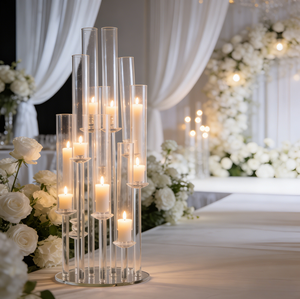 Portacandele in Acrilico Rotondo Fatto a Mano, Centrotavola per Decorazioni <span class=keywords><strong>di</strong></span> Feste e Matrimoni - Product Image 1