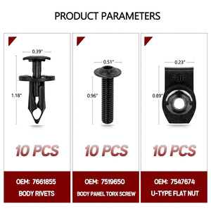 U Shaped Flat <b>Nuts</b> 7547674 Plastic Fasteners <b>Rivet</b> Clips 7661855 Body Panel Screws 7519650 For Car Repair Replacement - Product Image 4