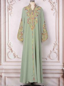 <span class=keywords><strong>Vestidos</strong></span> estilo túnica de gasa hasta la rodilla, novedad 2026 - Vestido ecológico digital con encaje floral de estilo islámico árabe marroquí - Product Image 6