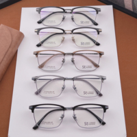 ST All-Day Comfort Montures de lunettes optiques en titane ultra-légères Forme de visage en diamant avec résistance à la corrosion