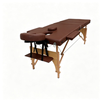 Table de massage pliable professionnelle à 3 sections, légère, en bois, réglable en hauteur