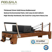 Reformer de Pilates portable et réglable en bois de caoutchouc avec laque teintée noyer, personnalisé pour la maison, idéal pour le yoga, le Pilates et la gym, pour la santé