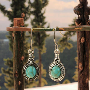 XIN-EAR0007 बोहेमियन सफेद भैंस कछुए पत्थर के साथ हल्के धातु - Product Image 2