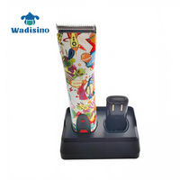 Wadisino Graffiti-Print Professioneller Edelstahl-Tierhaarschneider mit Dual-Akku-Ladestation, Wiederaufladbarer Hundepflegetrimmer