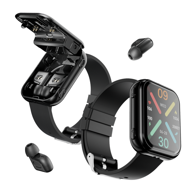 T1 Model 2 in 1 Earbuds Watch Smart Watch With Earbuds BT Calls Fitness Functions IP67