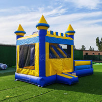 Château gonflable pas cher en gros, château sauteur pastel pour enfants, combo gonflable avec toboggan